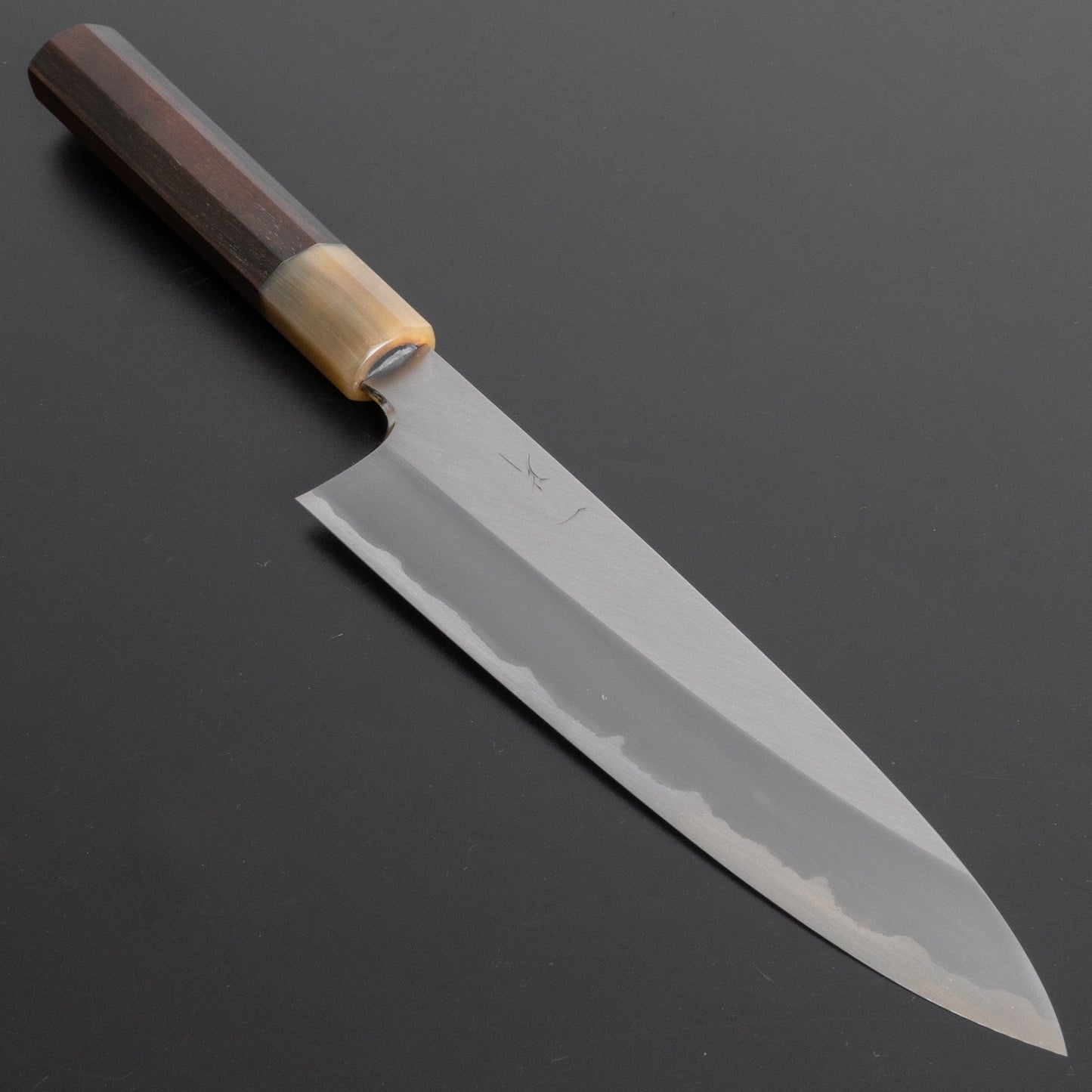 Hitohira Togashi White #1 Stainless Clad Migaki Gyuto 210mm Taihei Makassar Ebony Handle - HITOHIRA