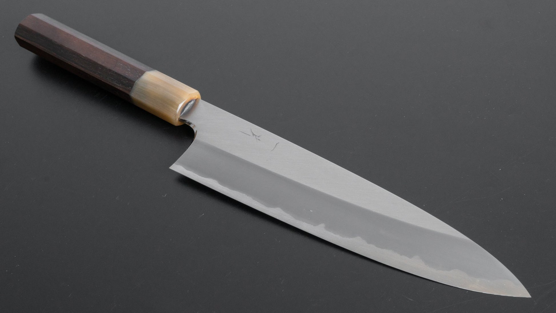 Hitohira Togashi White #1 Stainless Clad Migaki Gyuto 210mm Taihei Makassar Ebony Handle - HITOHIRA