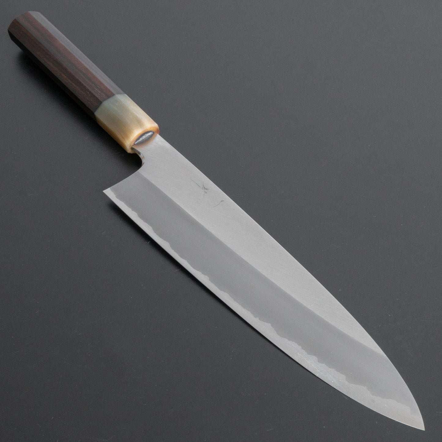 Hitohira Togashi White #1 Stainless Clad Migaki Gyuto 240mm Taihei Makassar Ebony Handle - HITOHIRA