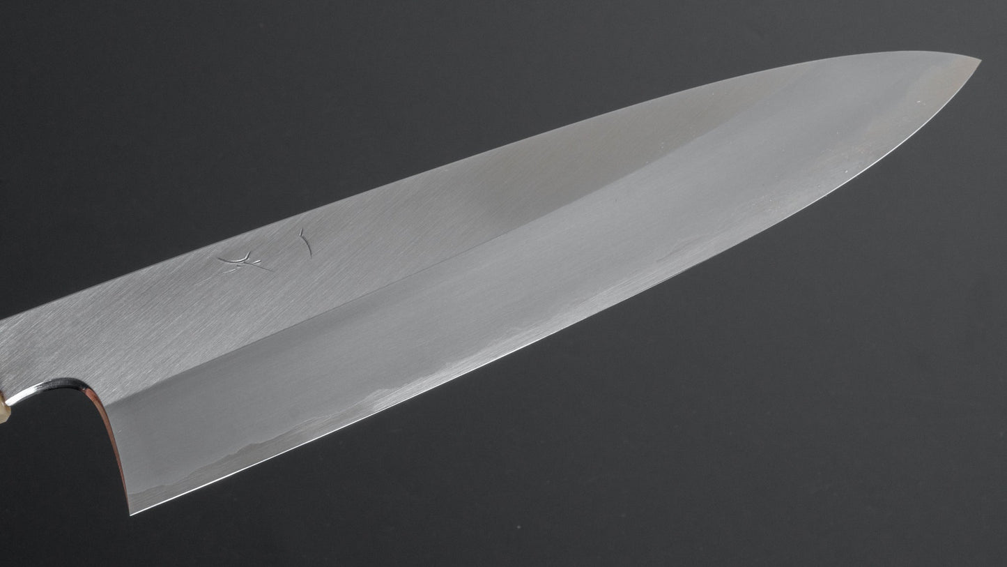 Hitohira Togashi White #1 Stainless Clad Migaki Gyuto 240mm Taihei Makassar Ebony Handle - HITOHIRA