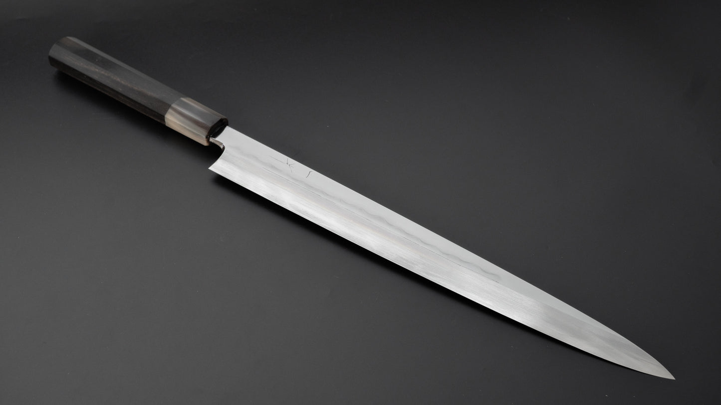 Hitohira Togashi White #1 Mizu Honyaki Yanagiba 330mm Taihei Ebony Handle (Saya) - HITOHIRA