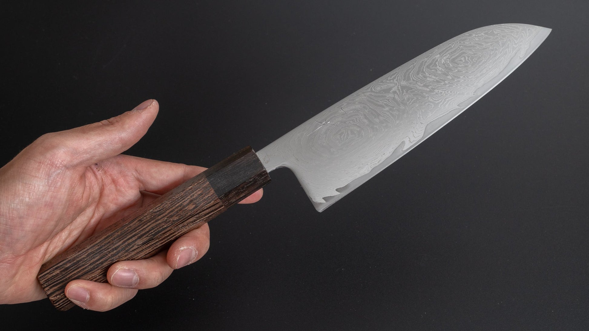 Hitohira Futana Nickel Damascus Santoku 170mm Tagayasan Handle - HITOHIRA