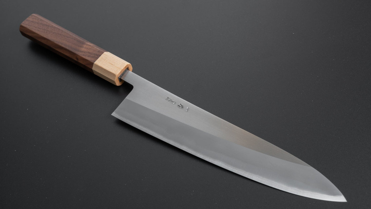 Hitohira TD Blue #2 Stainless Clad Migaki Gyuto 210mm Walnut Handle - HITOHIRA