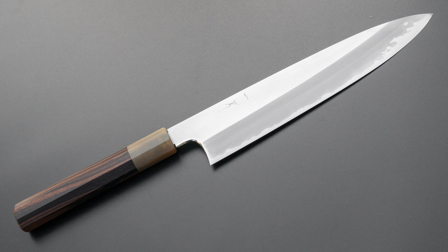 Hitohira Togashi Blue #1 Stainless Clad Gyuto 240mm Taihei Makassar Ebony Handle (Saya) | HITOHIRA