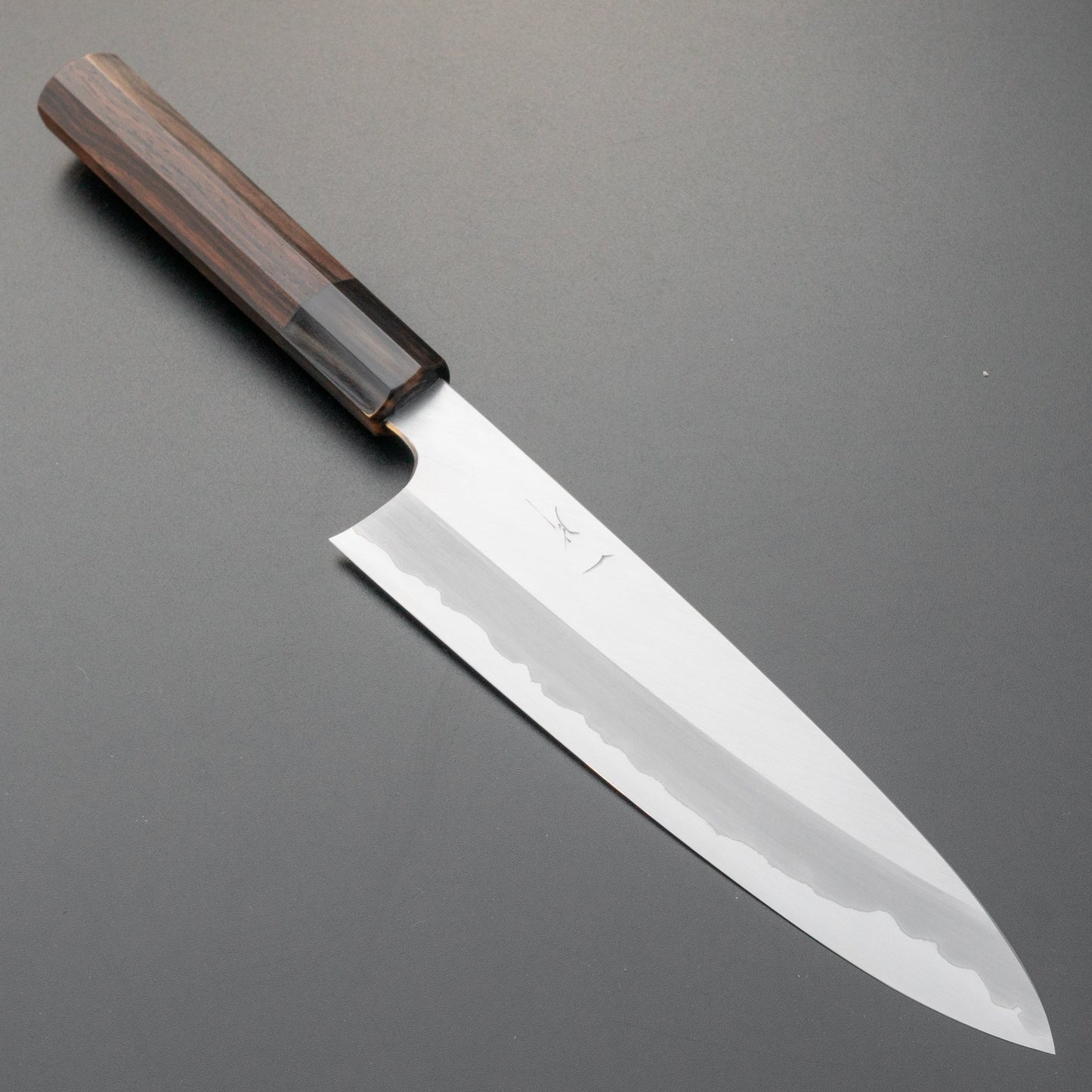 Hitohira Togashi Blue #1 Stainless Clad Gyuto 210mm Taihei Makassar Ebony Handle (Saya) | HITOHIRA