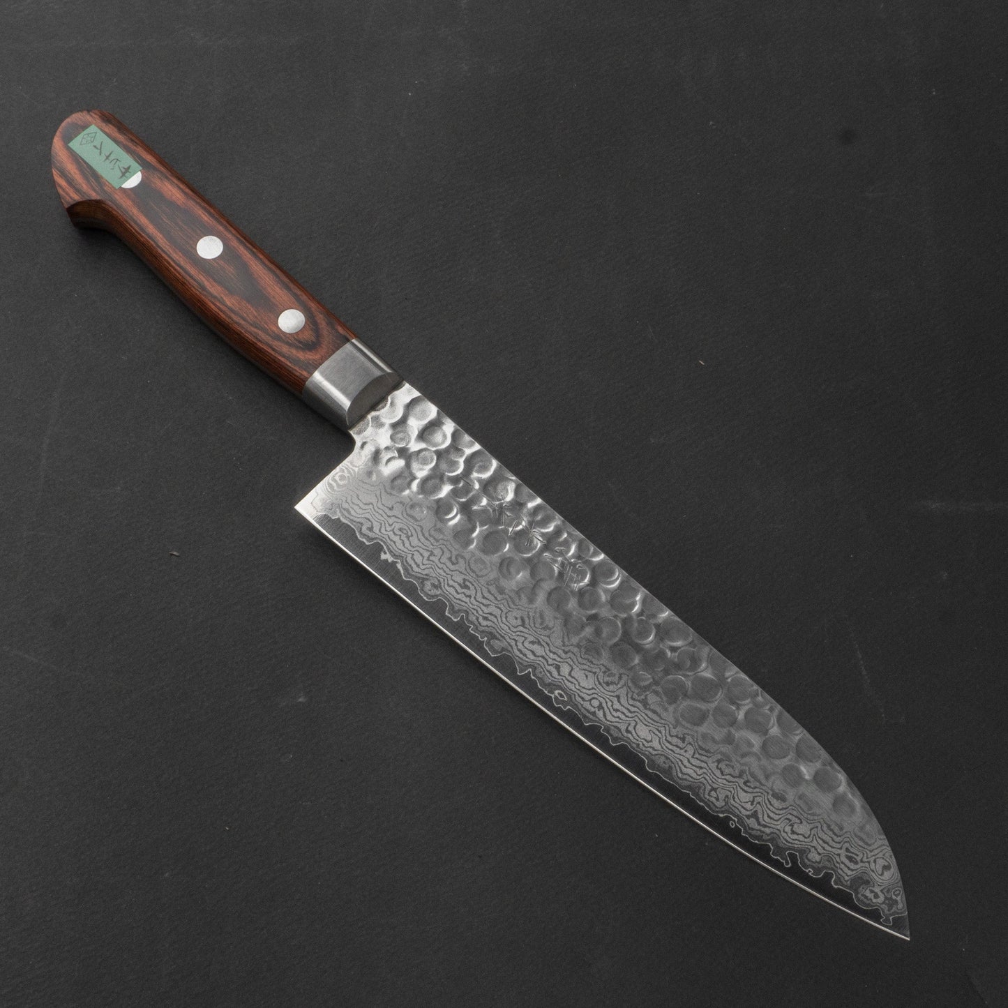 Morihei Kiyomitsu HG Tsuchime Damascus Santoku 180mm Imitation Mahogany Handle | HITOHIRA