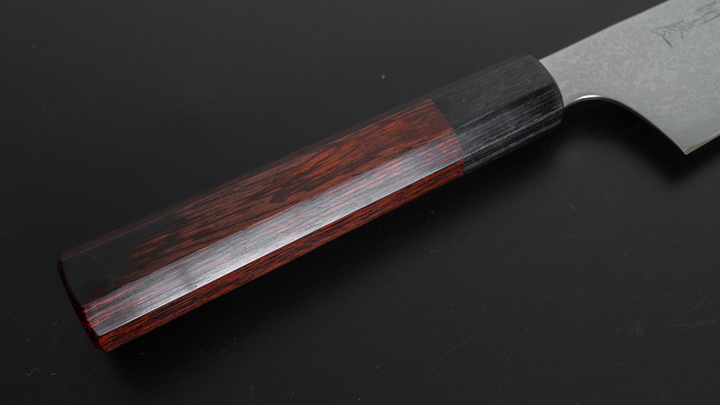 Hitohira Imojiya TH Damascus Bunka 180mm Pakka Handle (Red) - HITOHIRA