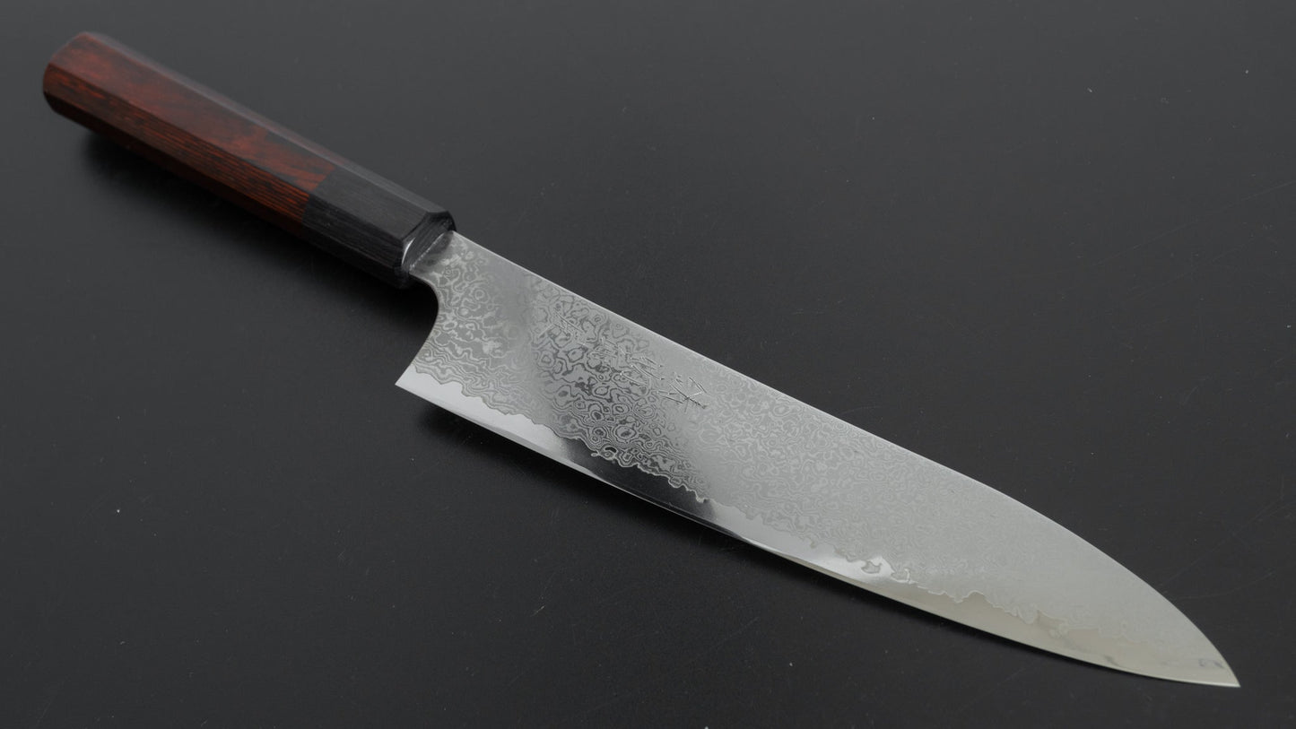 Hitohira Imojiya TH Damascus Gyuto 210mm Pakka Handle (Red) - HITOHIRA