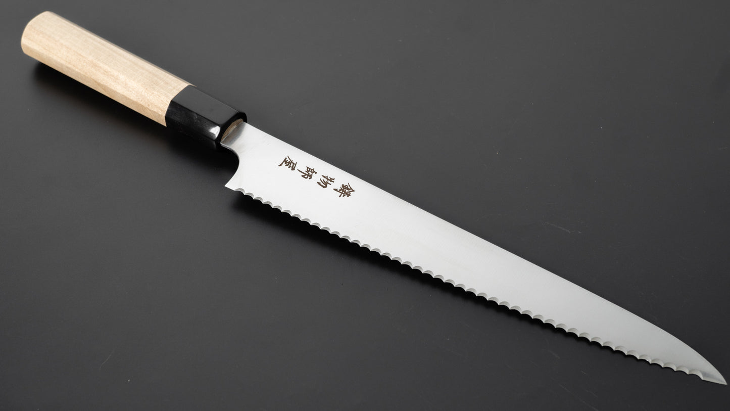 Hitohira Imojiya TH Stainless Bread Knife 240mm Ho Wood Handle (Wa) - HITOHIRA