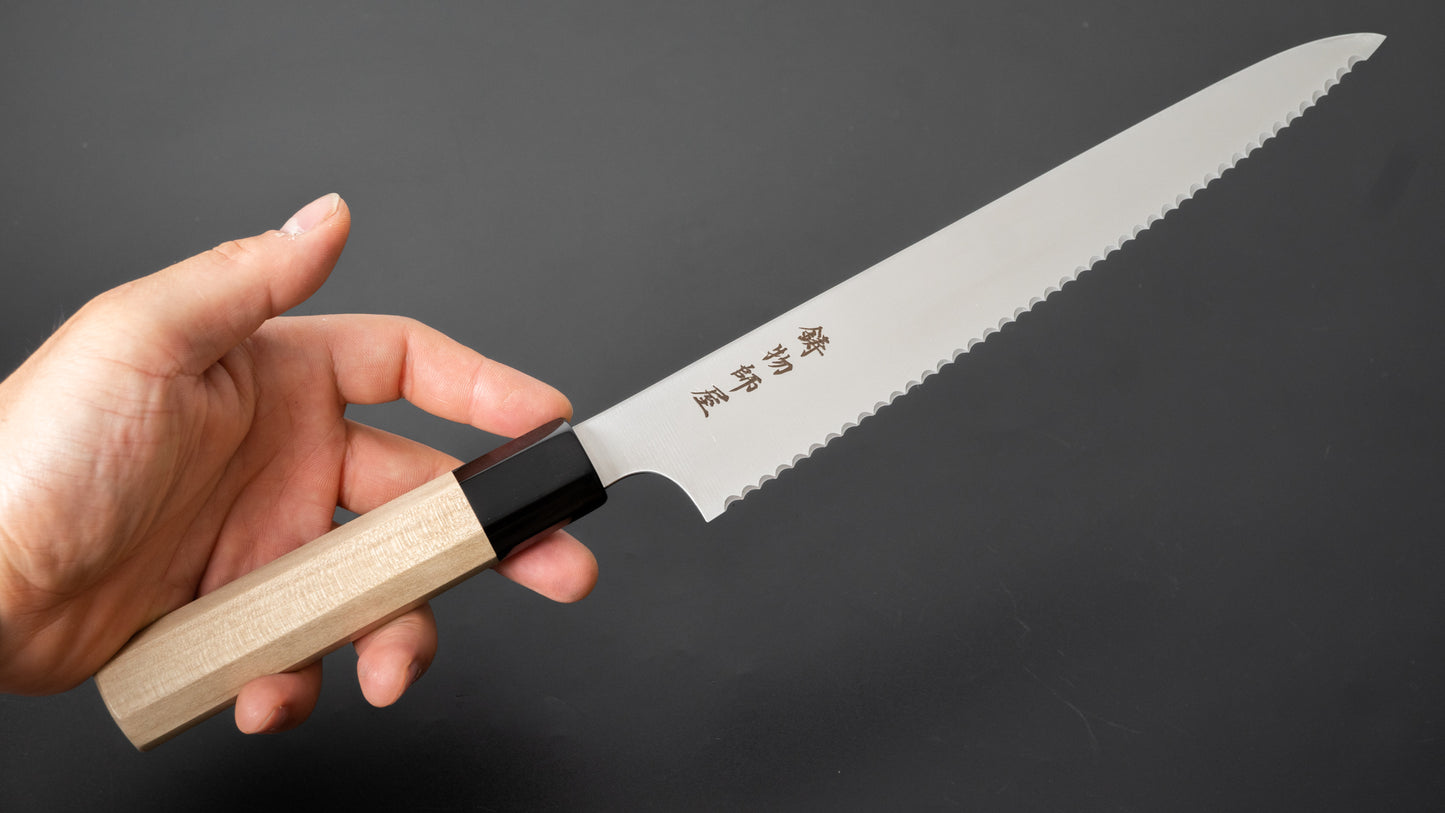 Hitohira Imojiya TH Stainless Bread Knife 240mm Ho Wood Handle (Wa) - HITOHIRA