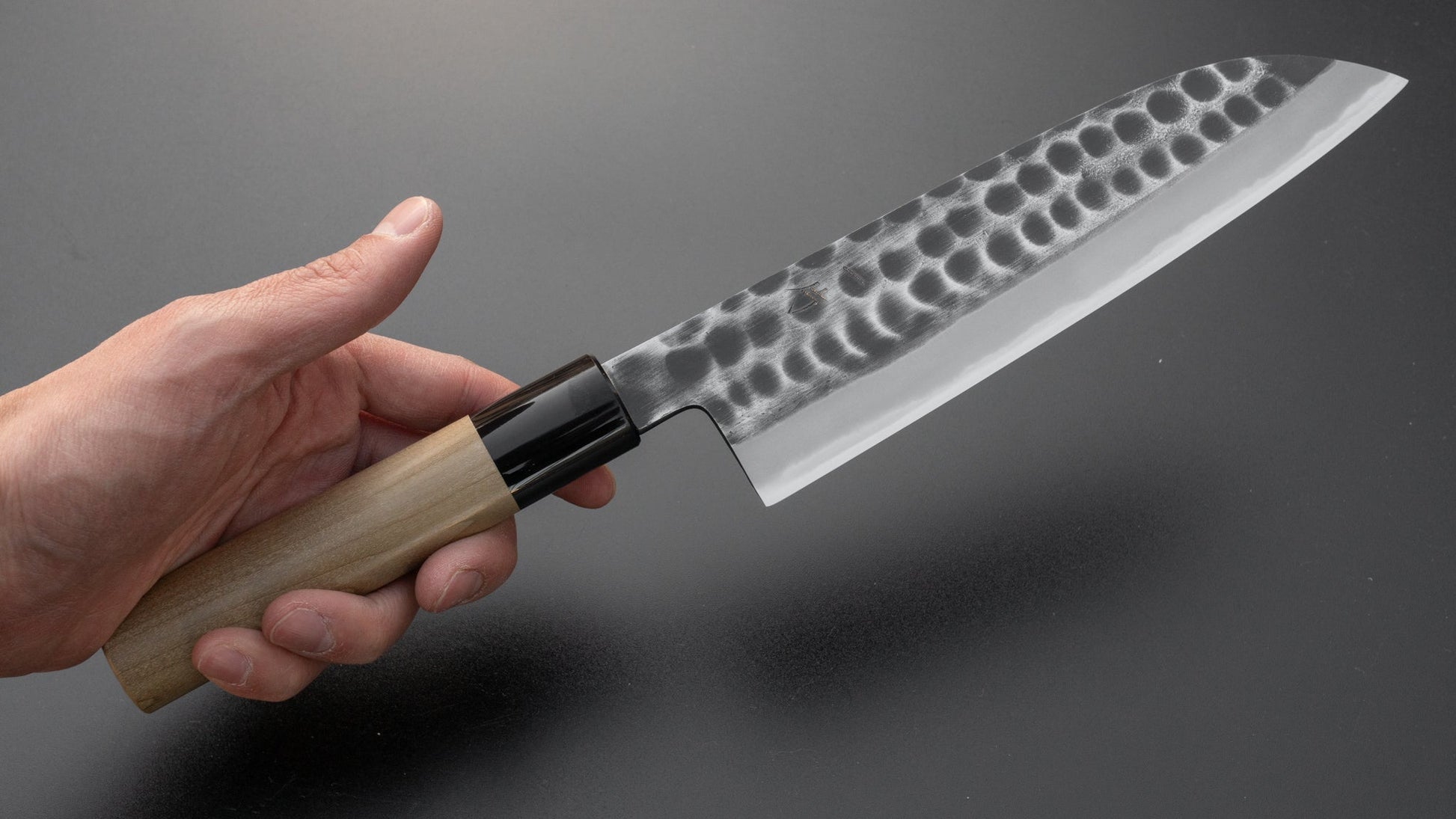 Hitohira Hinode Tsuchime White #2 Santoku 180mm Ho Wood Handle | HITOHIRA