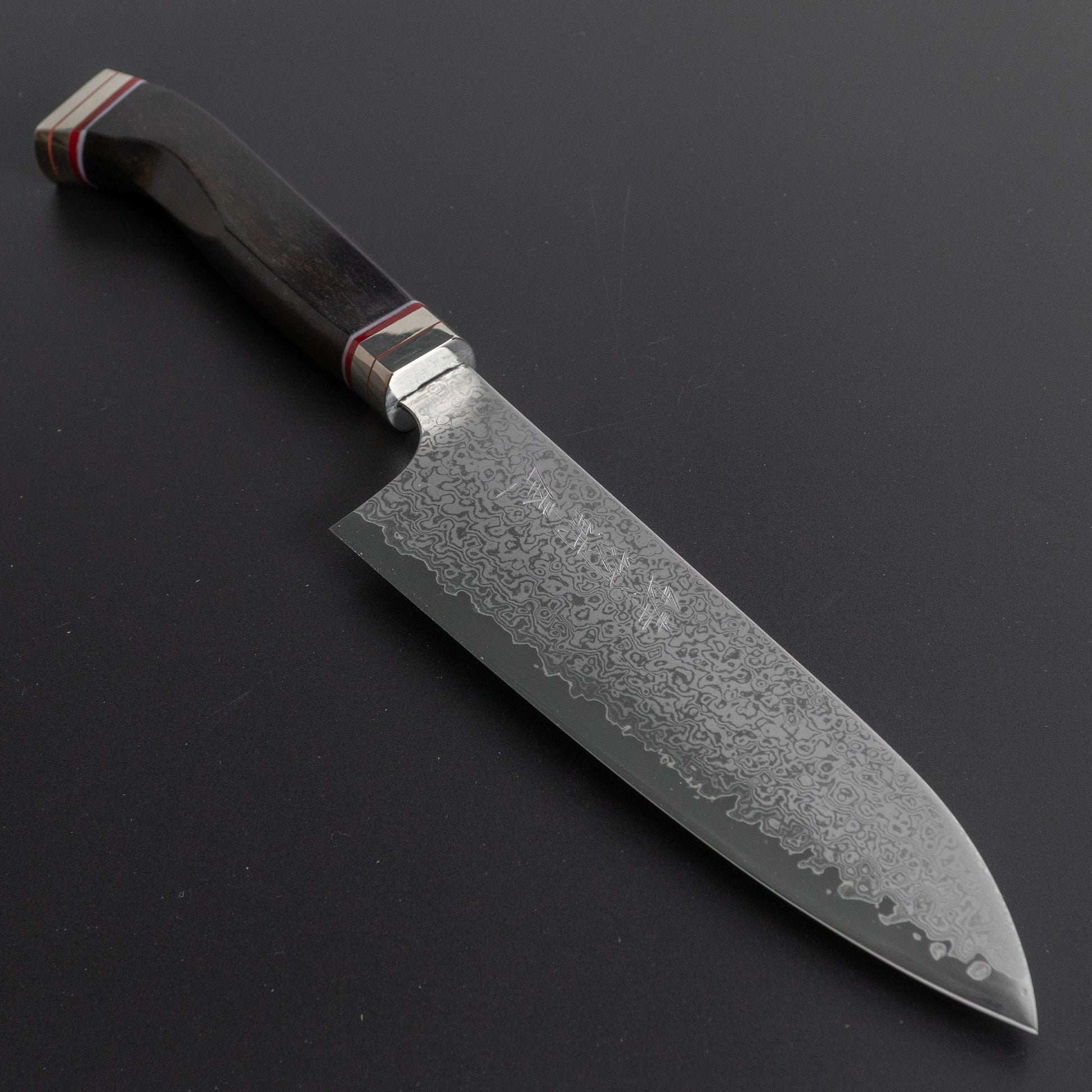 Hitohira Imojiya TH Damascus Santoku 180mm Fusion Ebony Handle - HITOHIRA