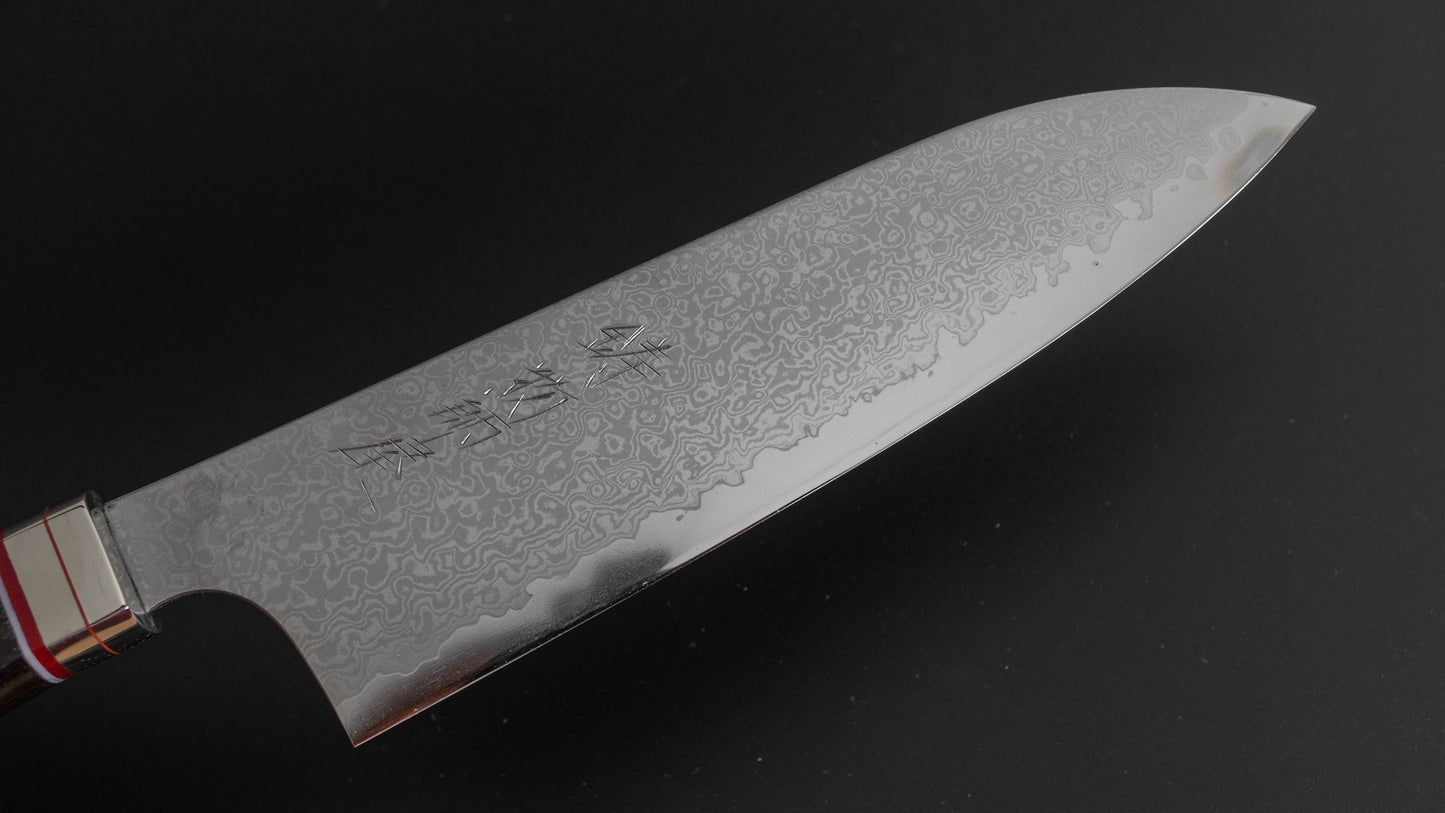 Hitohira Imojiya TH Damascus Santoku 180mm Fusion Ebony Handle - HITOHIRA