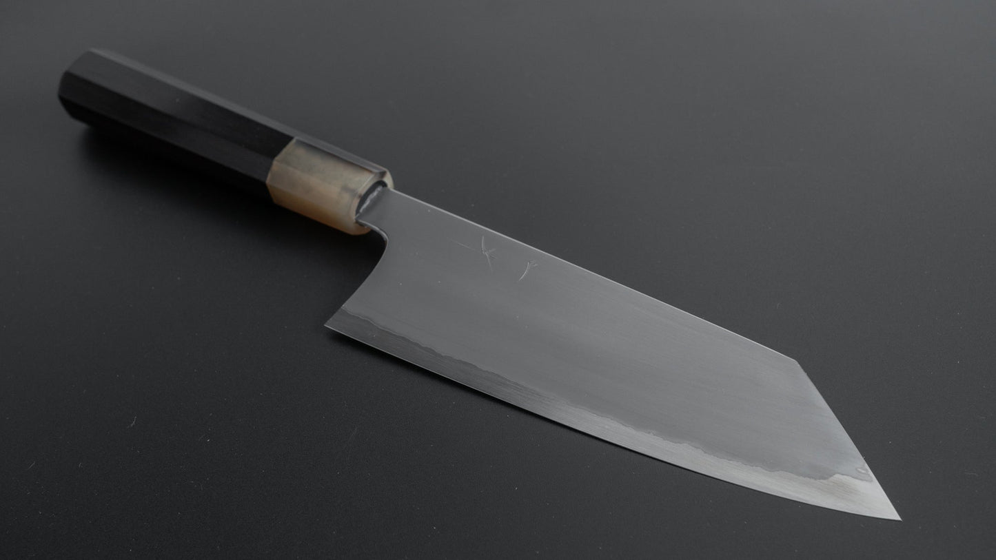 Hitohira Togashi White #1 Stainless Clad Kasumi Bunka 180mm Ebony Handle - HITOHIRA