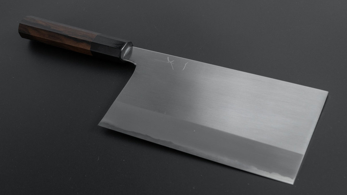 Hitohira Togashi White #1 Stainless Clad Migaki Chinese Cleaver 180mm Ziricote Handle - HITOHIRA