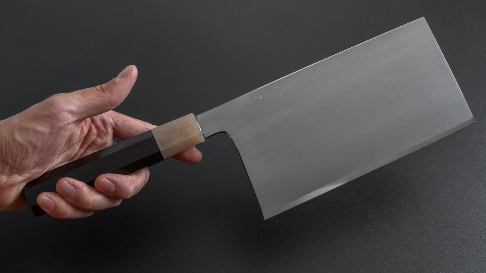 Hitohira Togashi White #1 Stainless Clad Kasumi Chinese Cleaver 180mm Ebony Handle - HITOHIRA