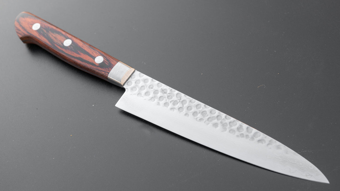 Hitohira HG Tsuchime Damascus Petty 140mm Imitation Mahogany Handle | HITOHIRA