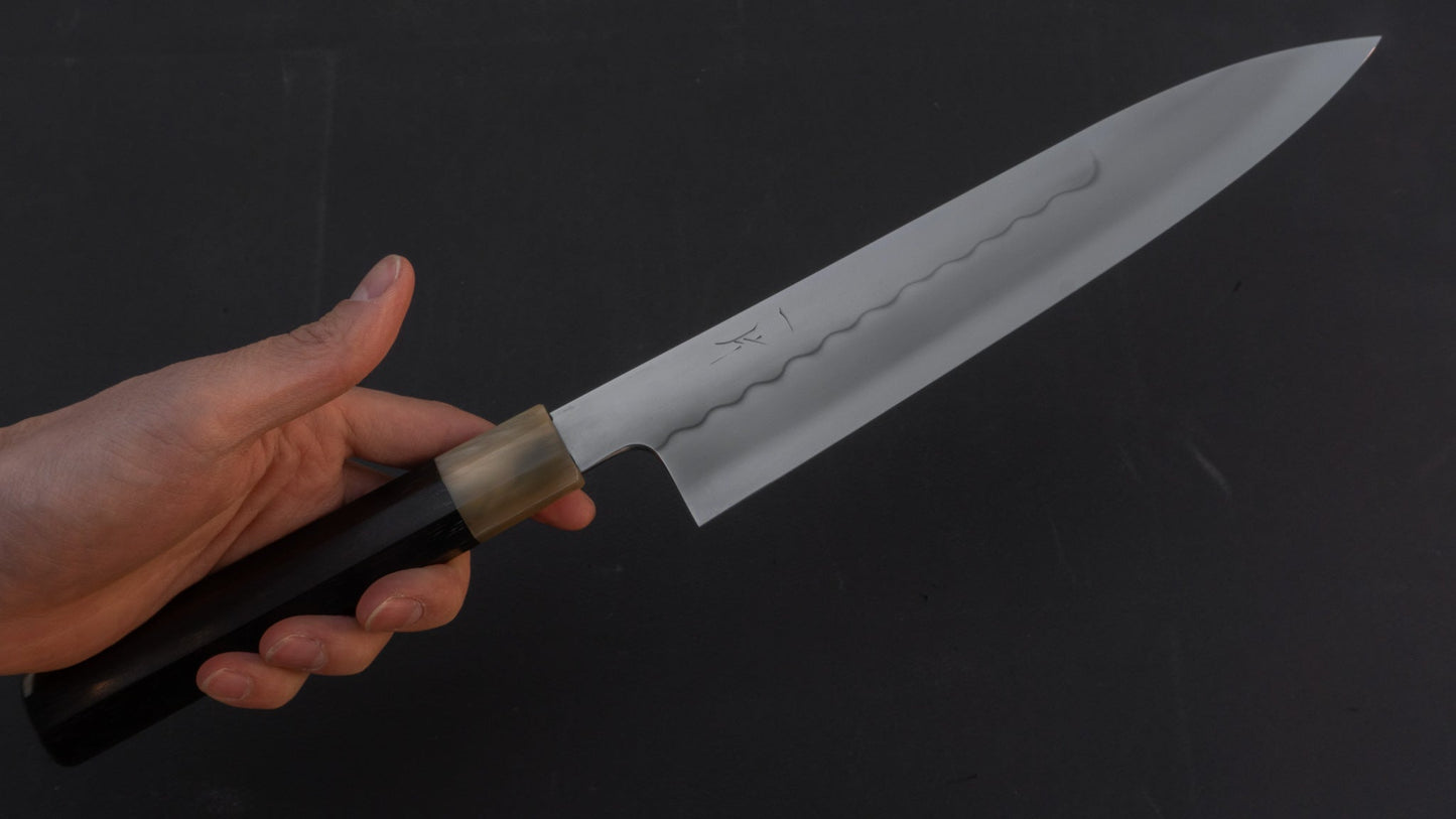 Hitohira Shiraki Yohei White Honyaki Gyuto 240mm Taihei Ebony Handle | HITOHIRA