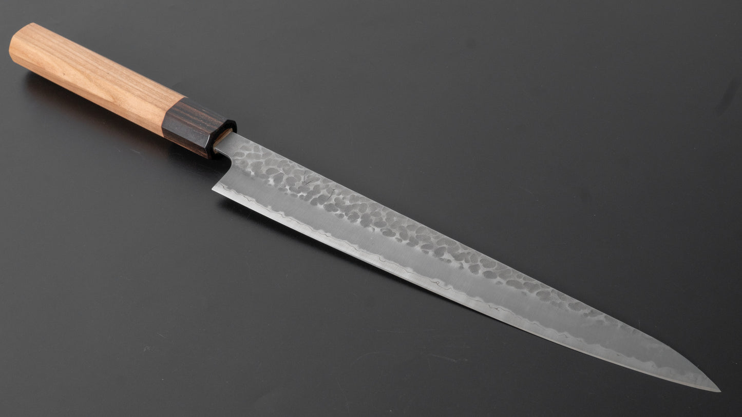 Hitohira Futana SB Migaki Tsuchime Sujihiki 240mm Cherry Wood Handle - HITOHIRA