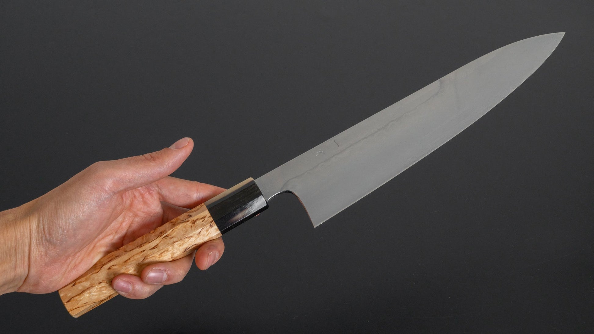 Hitohira Togashi Yohei Blue #1 Mizu Honyaki Gyuto 240mm Taihei Masur Birch Handle (#031/ Saya) - HITOHIRA