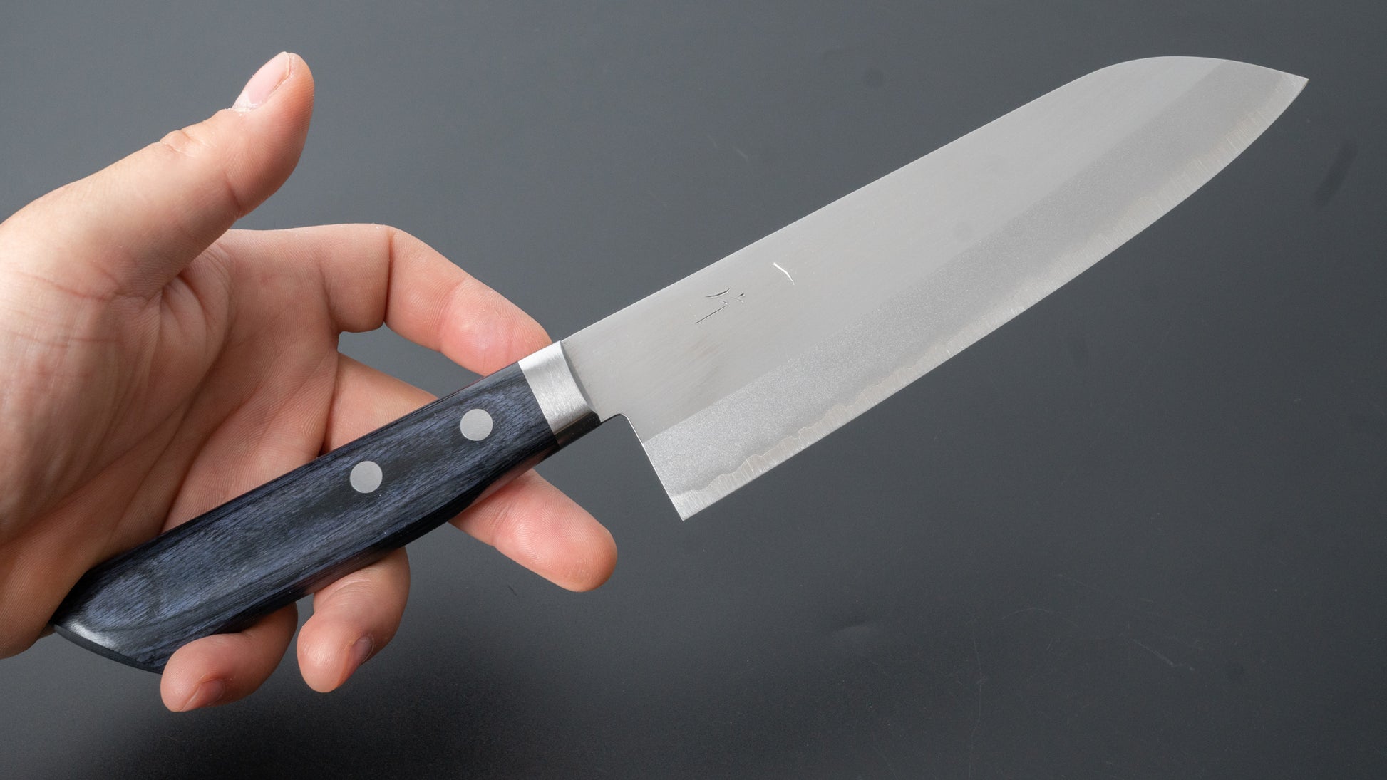 Hitohira NM Migaki Santoku 170mm Blue Pakka Handle - HITOHIRA