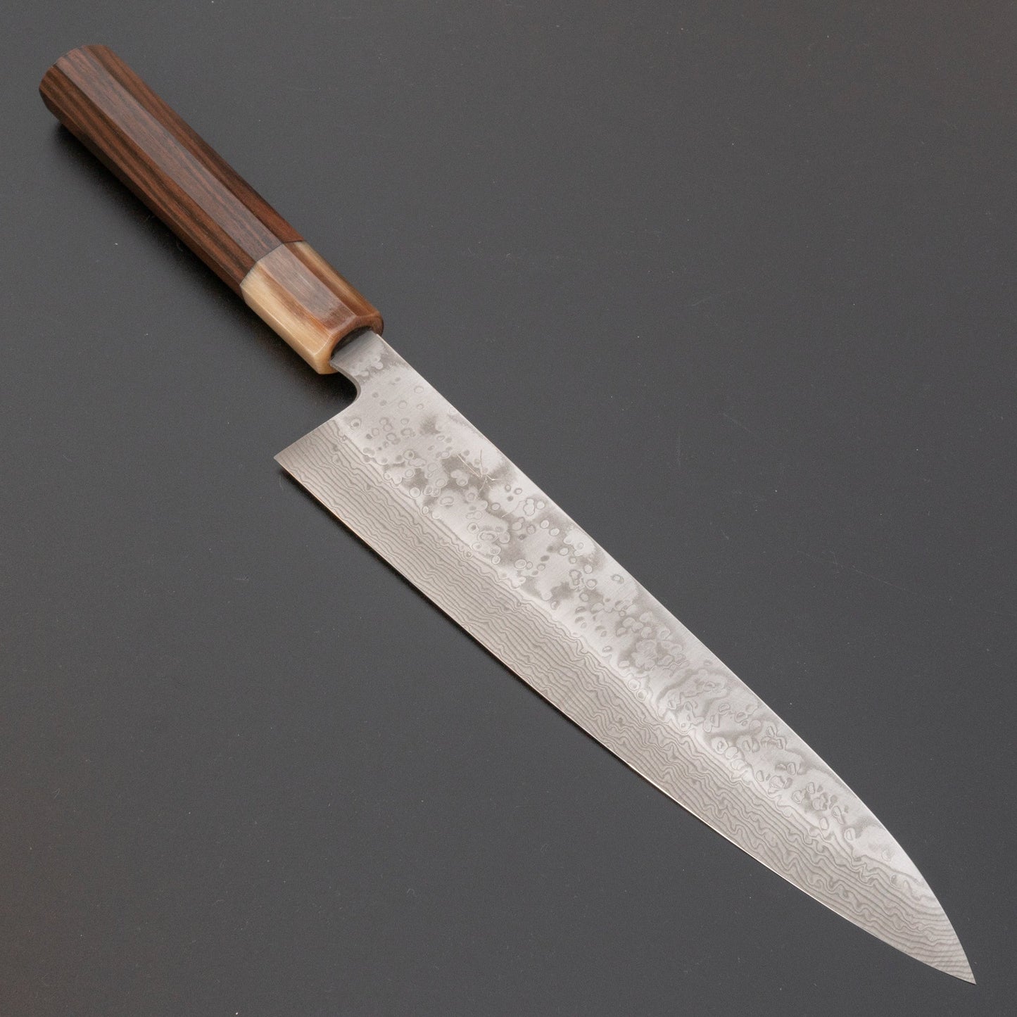 Hitohira Kyuzo Limited Special Coreless Damascuss Gyuto 240mm Taihei Makassar Ebony Handle (Saya) | HITOHIRA