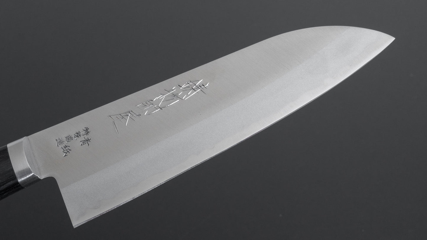 Hitohira Imojiya MZ Blue #2 Stainless Clad Santoku 165mm Pakka Handle - HITOHIRA