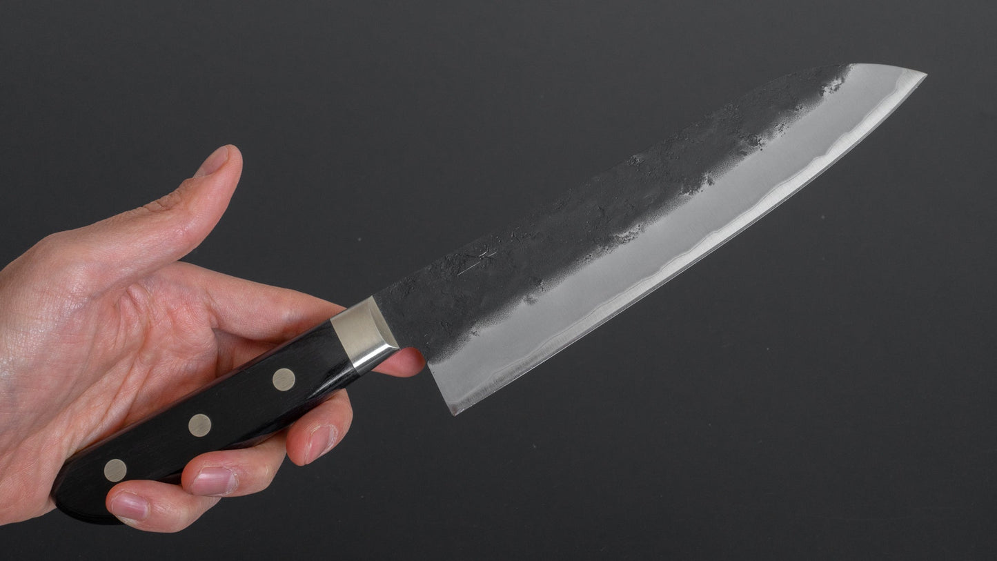 Hitohira Futana SB Kuro Nashiji Santoku 180mm Pakka Handle (Yo) - HITOHIRA