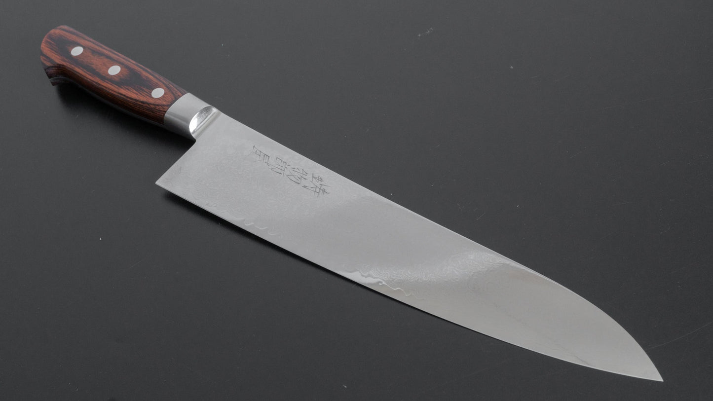 Hitohira Imojiya ST Damascus Gyuto 240mm Imitation Mahogany Handle - HITOHIRA