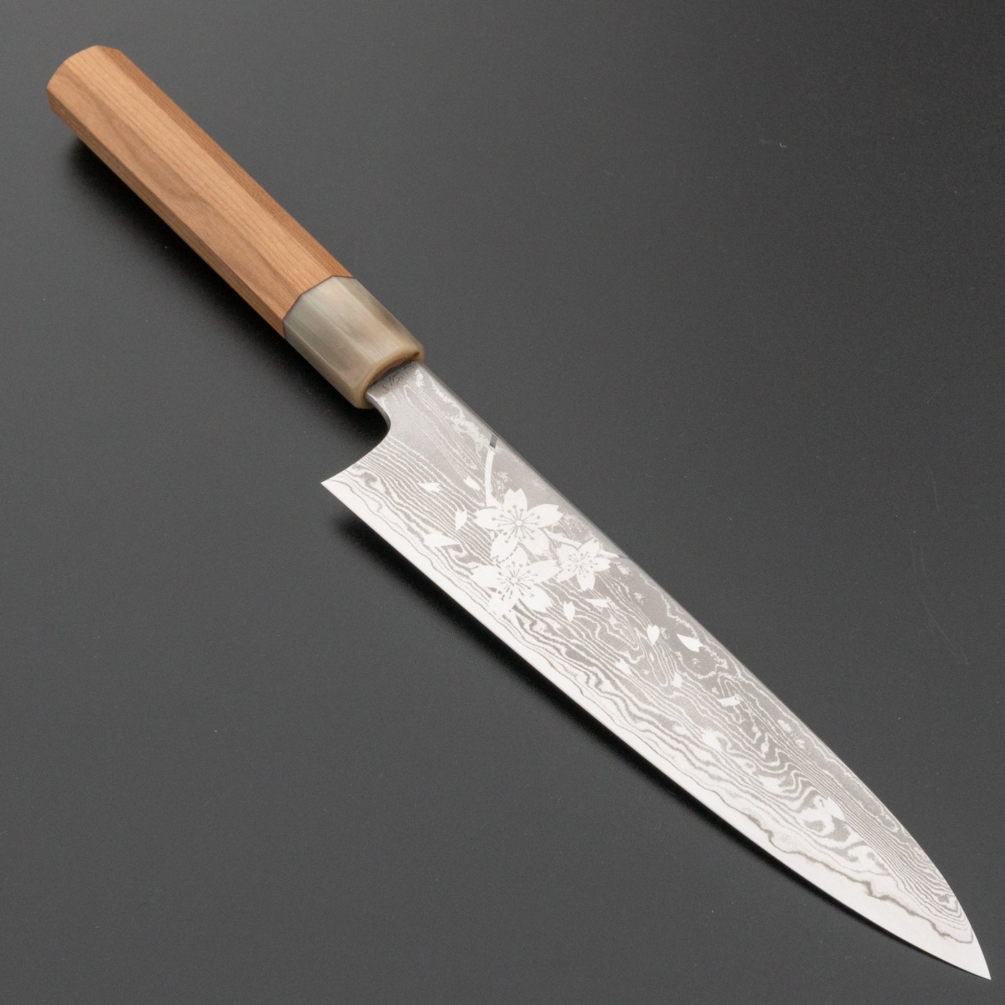 Hitohira Sakura Damascus Gyuto 210mm Sakura Handle (Kambei Sharpening) | HITOHIRA