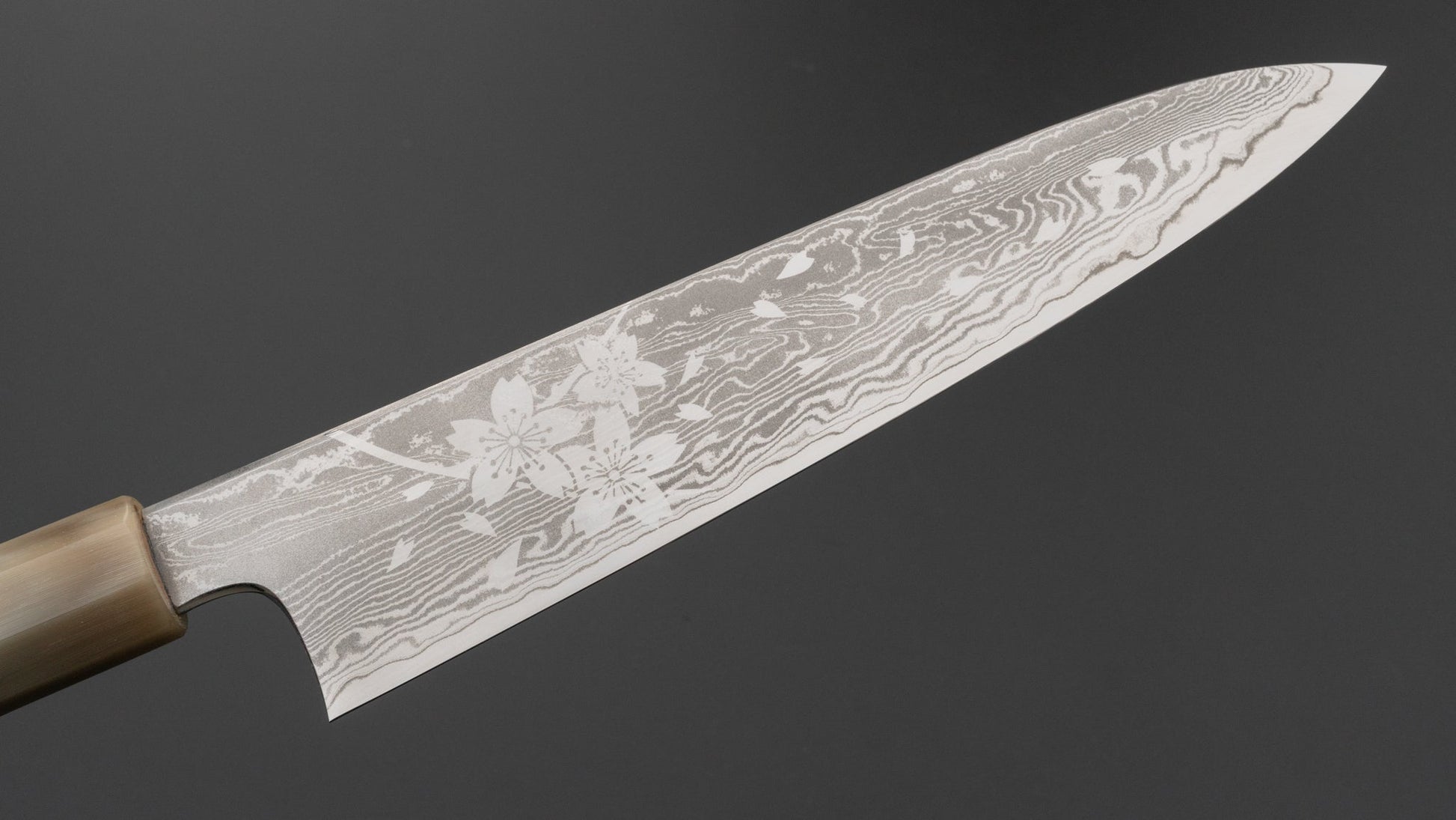 Hitohira Sakura Damascus Gyuto 210mm Sakura Handle (Kambei Sharpening) | HITOHIRA