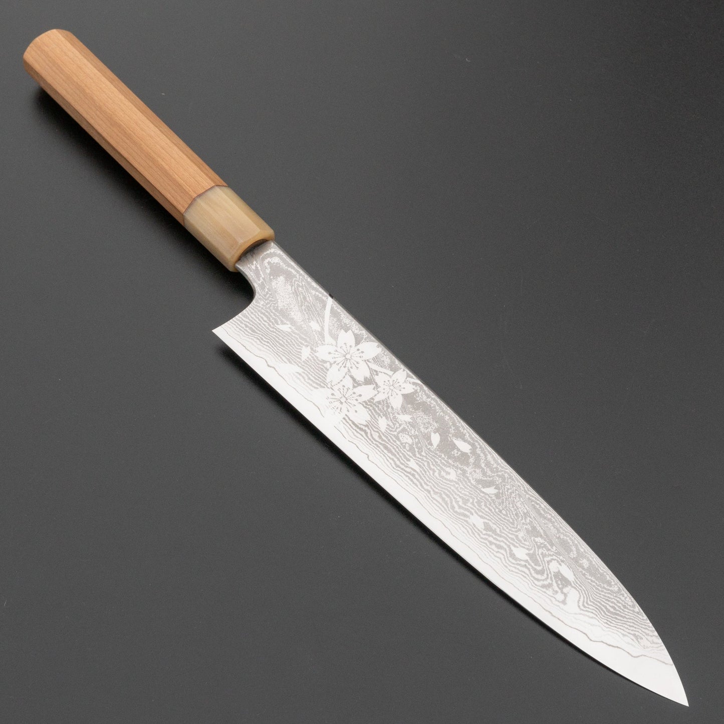 Hitohira Sakura Damascus Gyuto 240mm Sakura Handle (Kambei Sharpening) | HITOHIRA