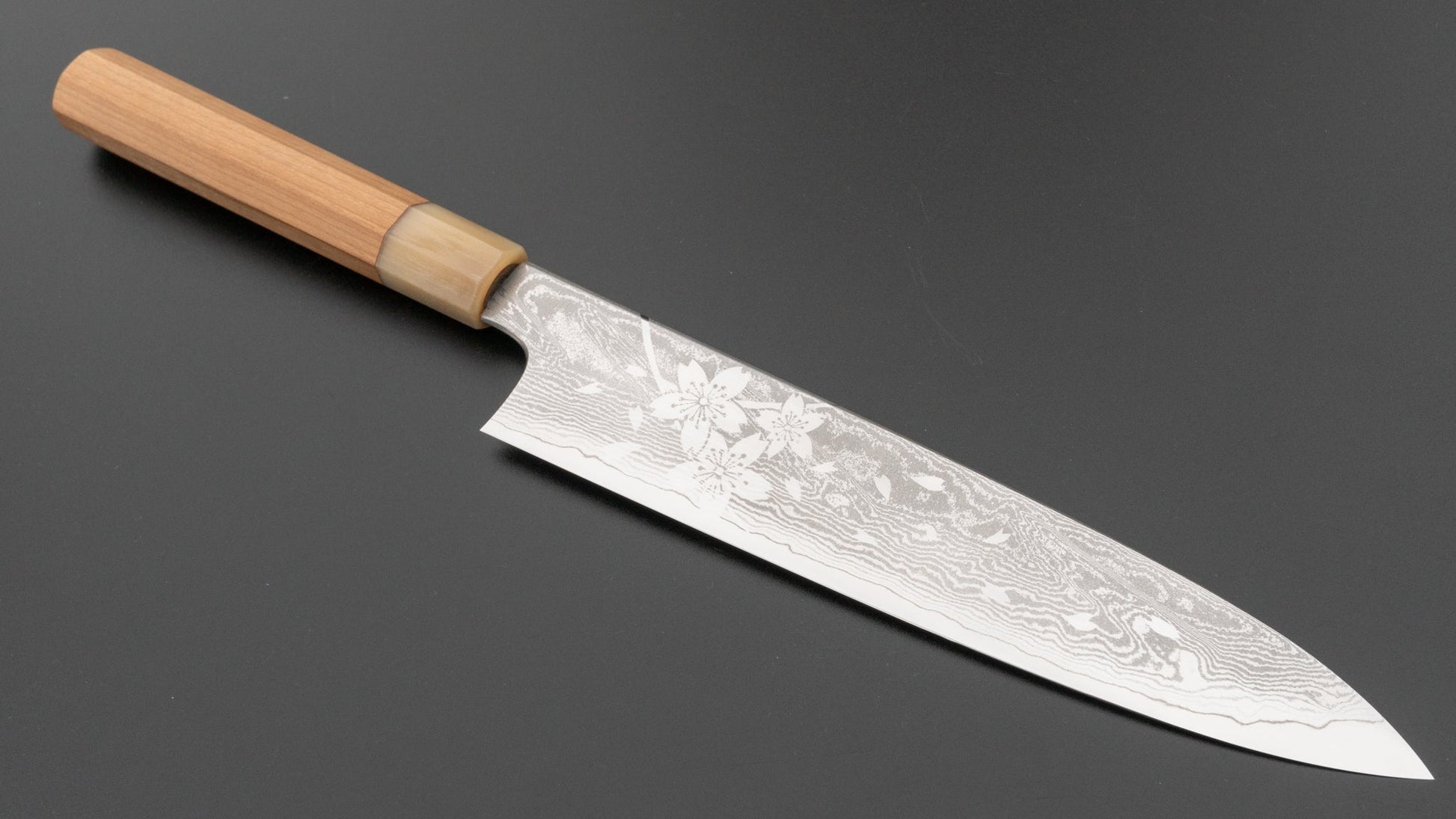 Hitohira Sakura Damascus Gyuto 240mm Sakura Handle (Kambei Sharpening) | HITOHIRA