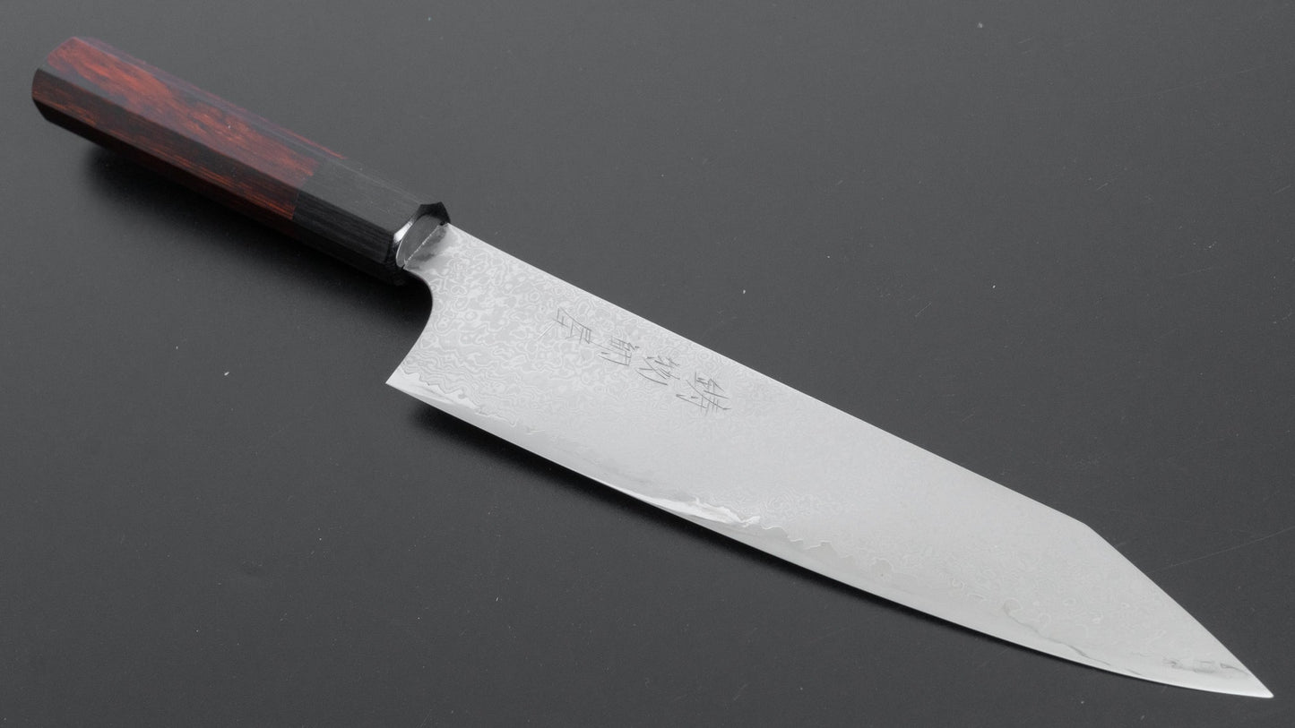 Hitohira Imojiya TH Damascus Kiritsuke Gyuto 210mm Pakka Handle (Red) - HITOHIRA