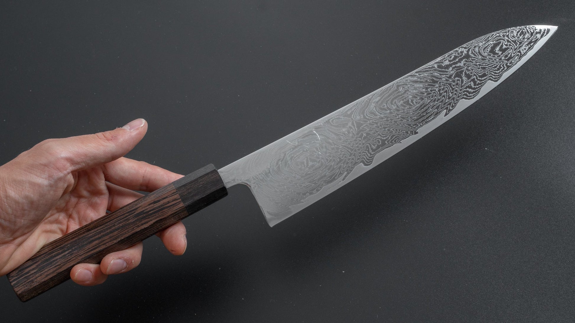 Hitohira Futana Nickel Damascus Gyuto 240mm Tagayasan Handle - HITOHIRA