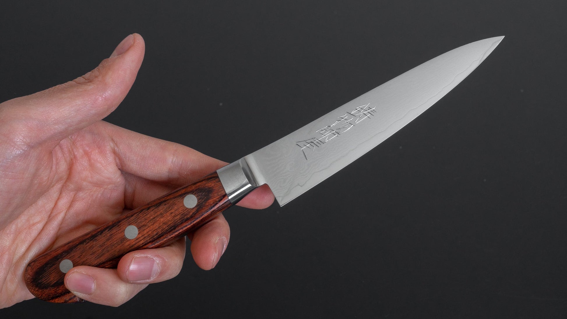 Hitohira Imojiya ST Damascus Petty 120mm Imitation Mahogany Handle - HITOHIRA