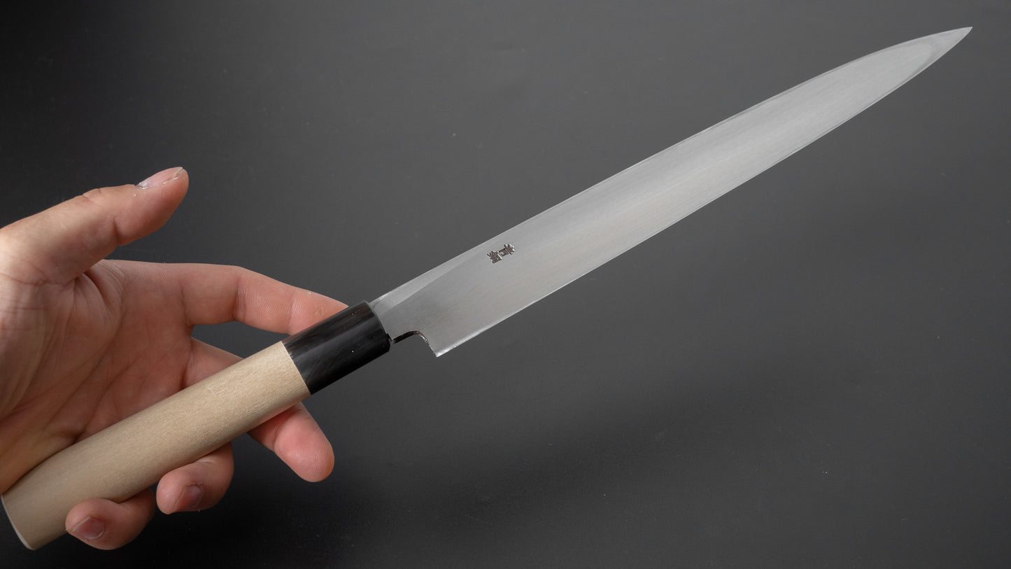 Hitohira Gorobei Blue #2 Left-Handed Yanagiba 270mm Ho Wood Handle (D-Shape) - HITOHIRA