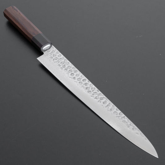 Hitohira HG Tsuchime Damascus Sujihiki 240mm Rosewood Handle (Original Handle) - HITOHIRA