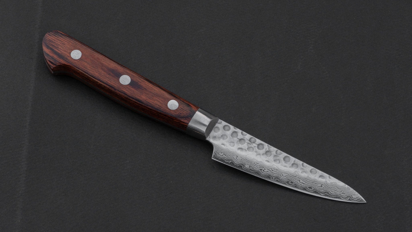 Hitohira HG Tsuchime Damascus Paring 85mm Imitation Mahogany Handle | HITOHIRA