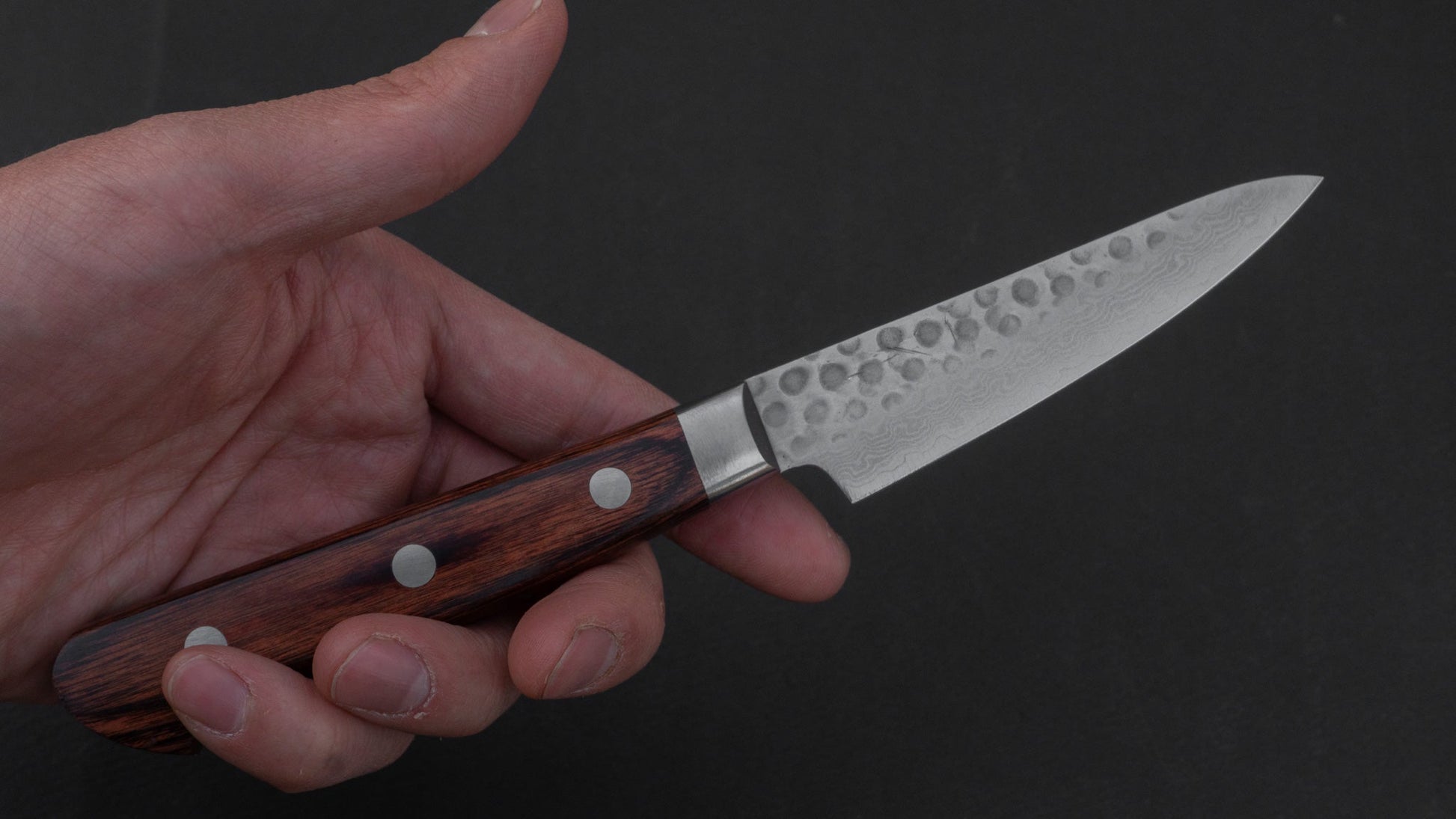 Hitohira HG Tsuchime Damascus Paring 85mm Imitation Mahogany Handle | HITOHIRA