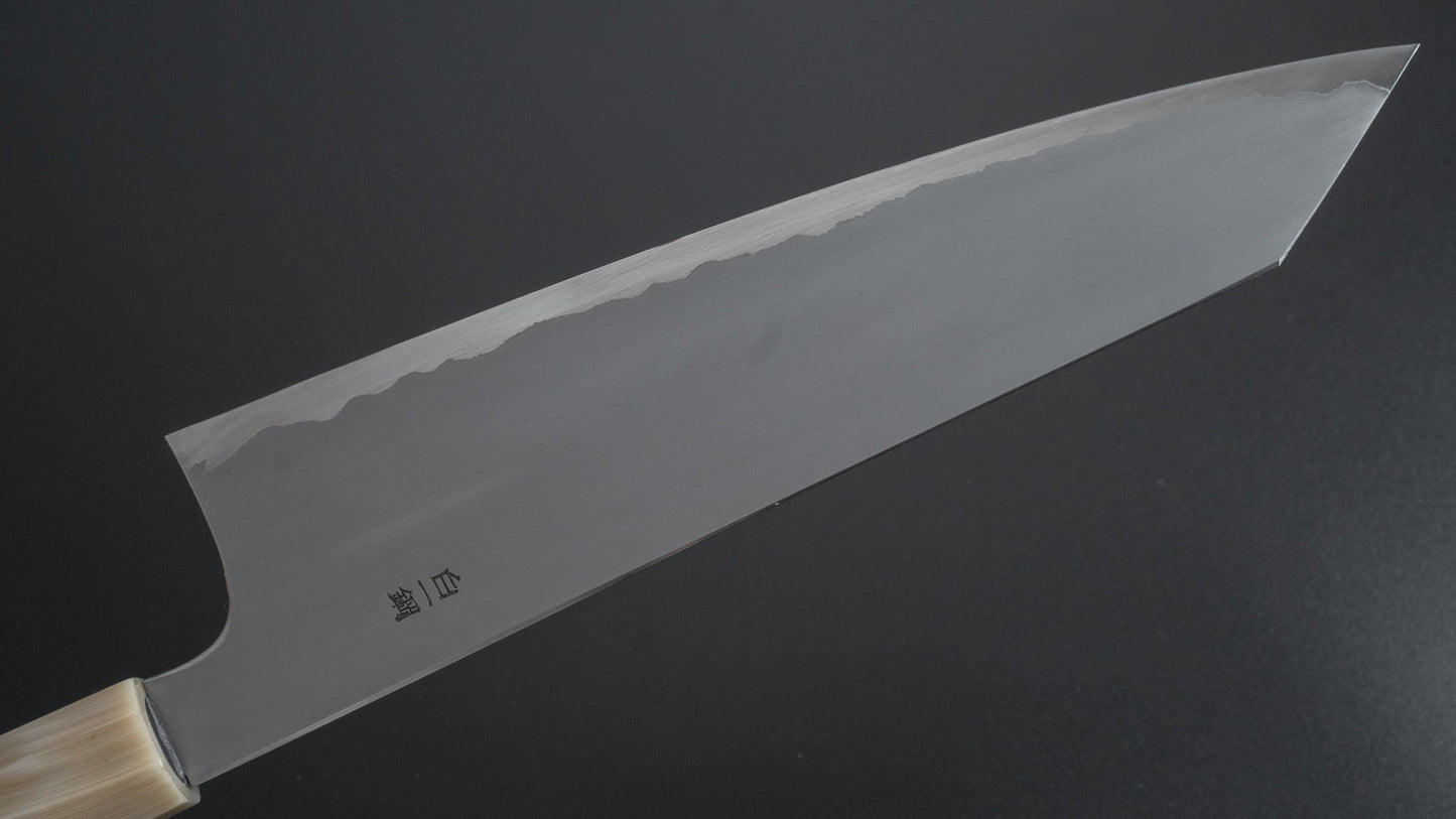 Hitohira Togashi White #1 Stainless Clad Kasumi Kiritsuke Gyuto 240mm Ebony Handle - HITOHIRA