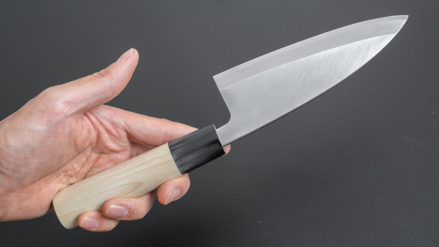 Mumei Stainless Left-Handed Deba 135mm Ho Wood Handle - HITOHIRA