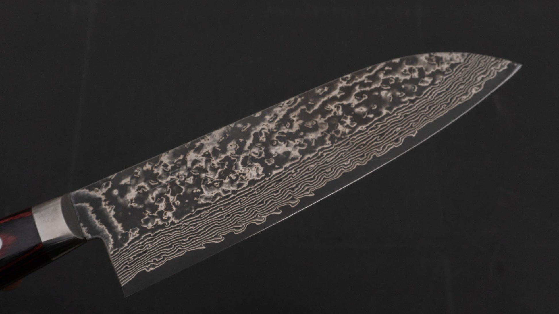 Hitohira VG-10 Nickel Damascus Santoku 180mm Pakka Handle | HITOHIRA