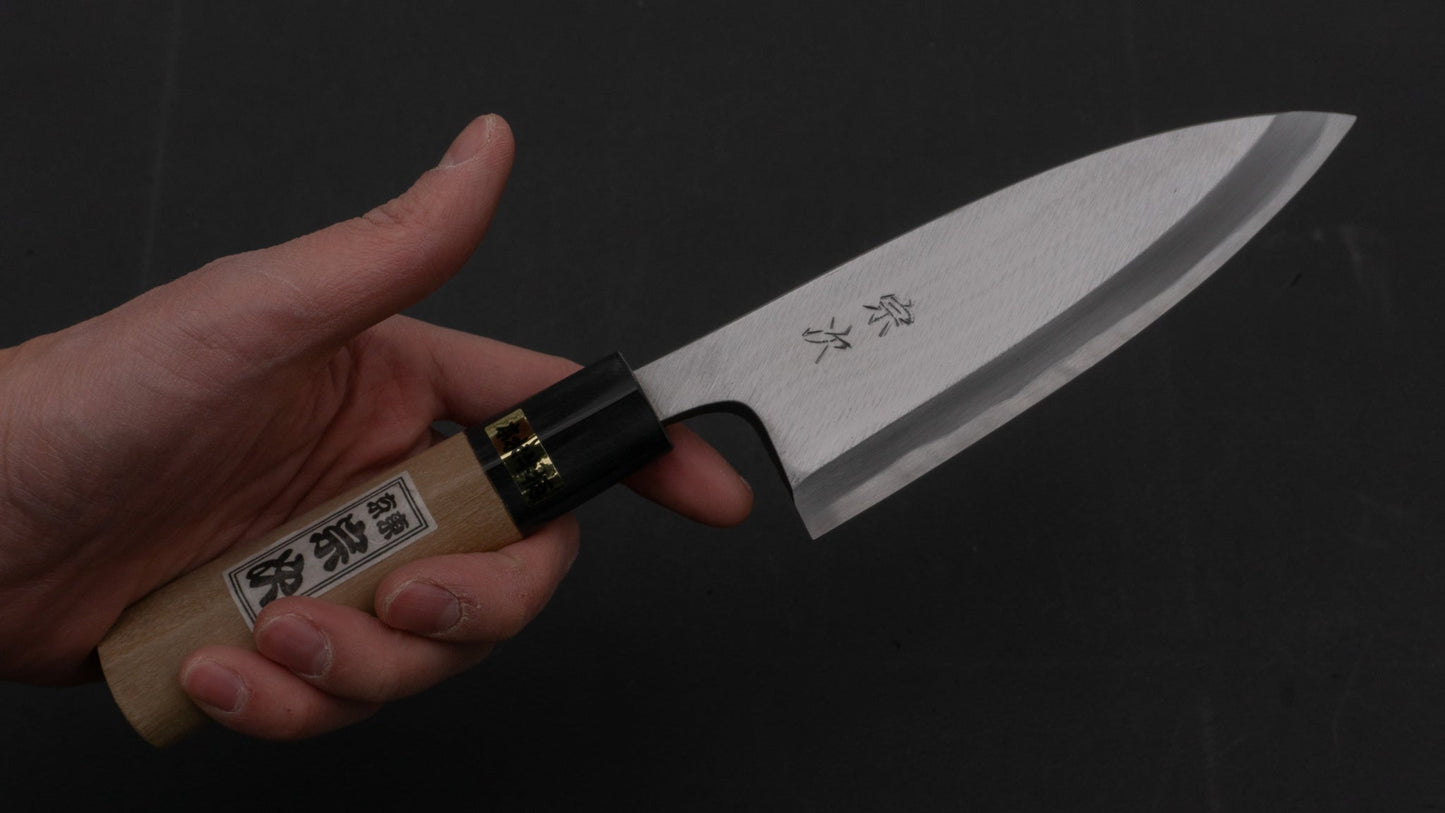 Morihei Munetsugu White #2 Deba 135mm Ho Wood Handle (Fine Finish) | HITOHIRA