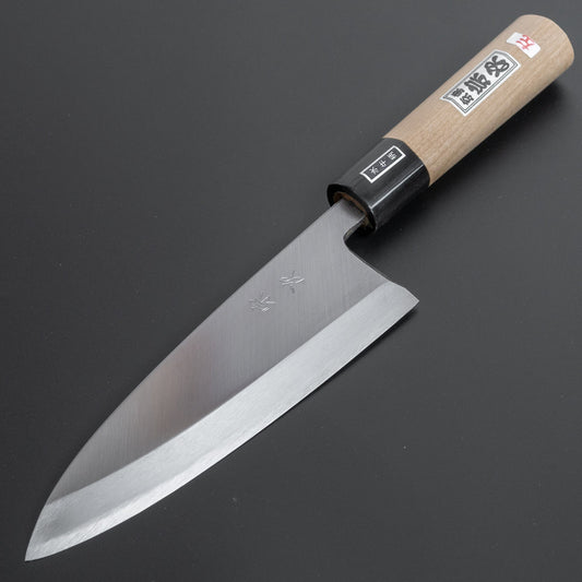 Morihei Munetsugu White #2 Left-Handed Deba 180mm Ho Wood Handle - HITOHIRA