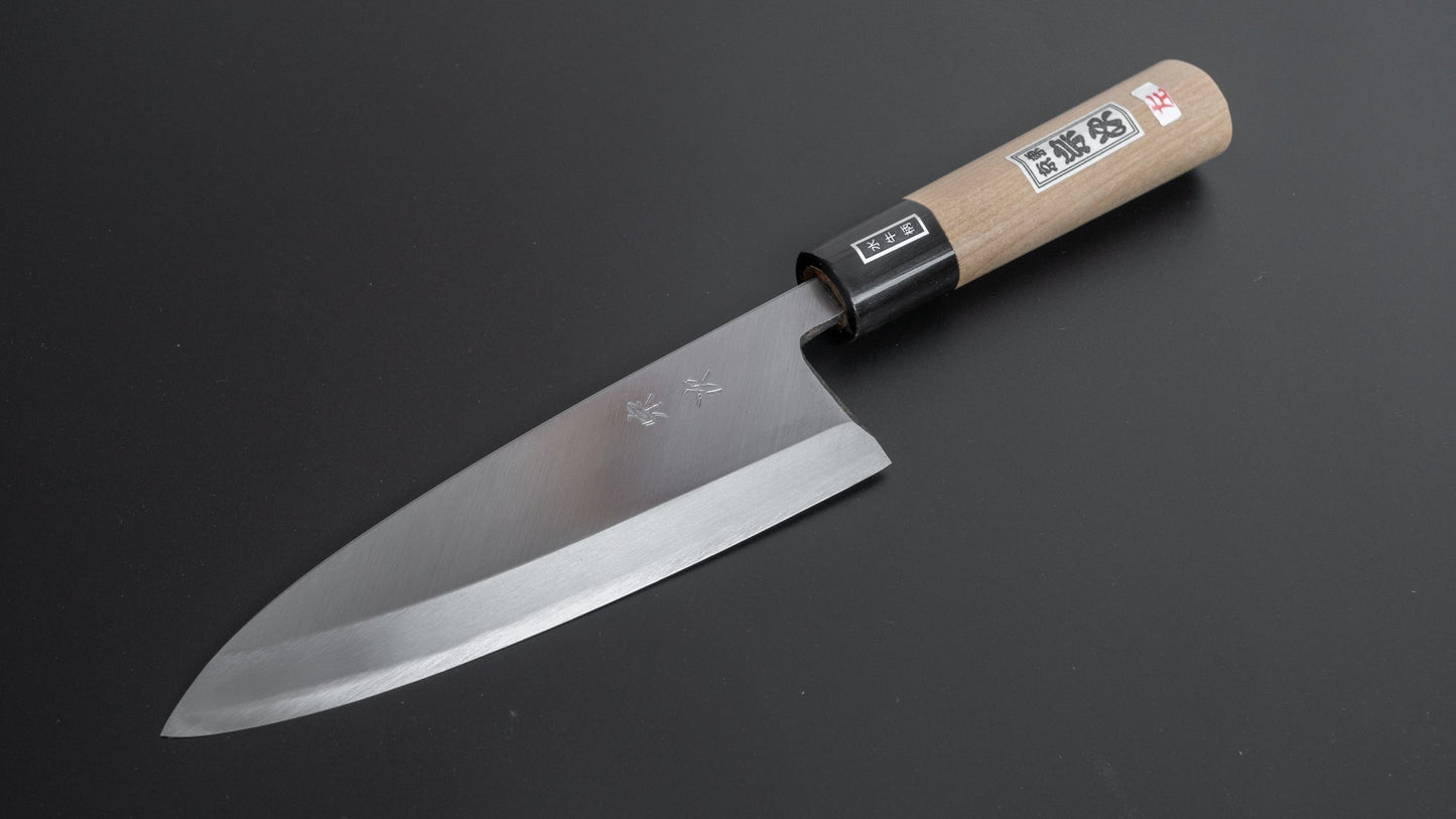 Morihei Munetsugu White #2 Left-Handed Deba 180mm Ho Wood Handle - HITOHIRA