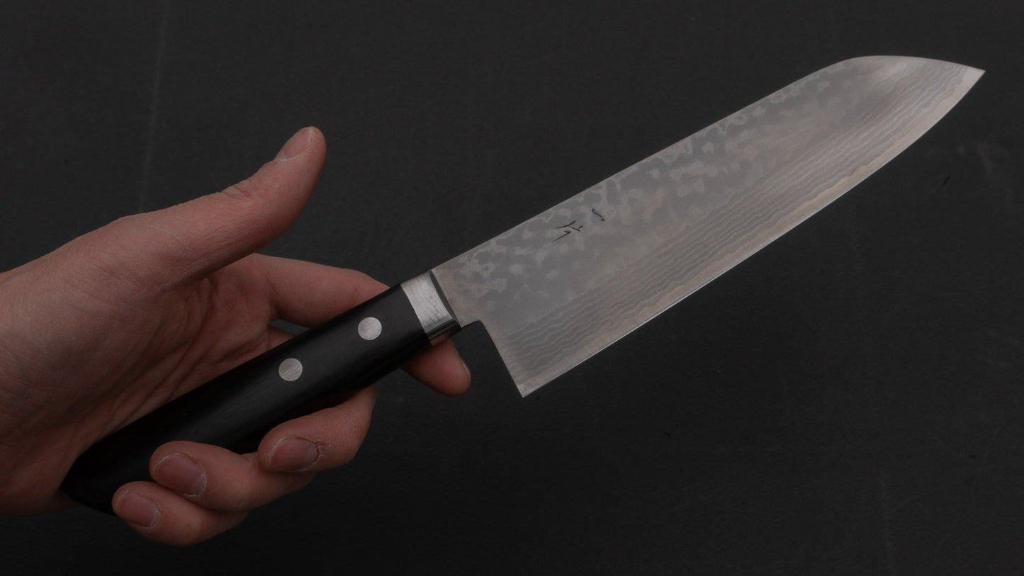 Hitohira NM V10 Damascus Santoku 170mm Pakka Handle | HITOHIRA