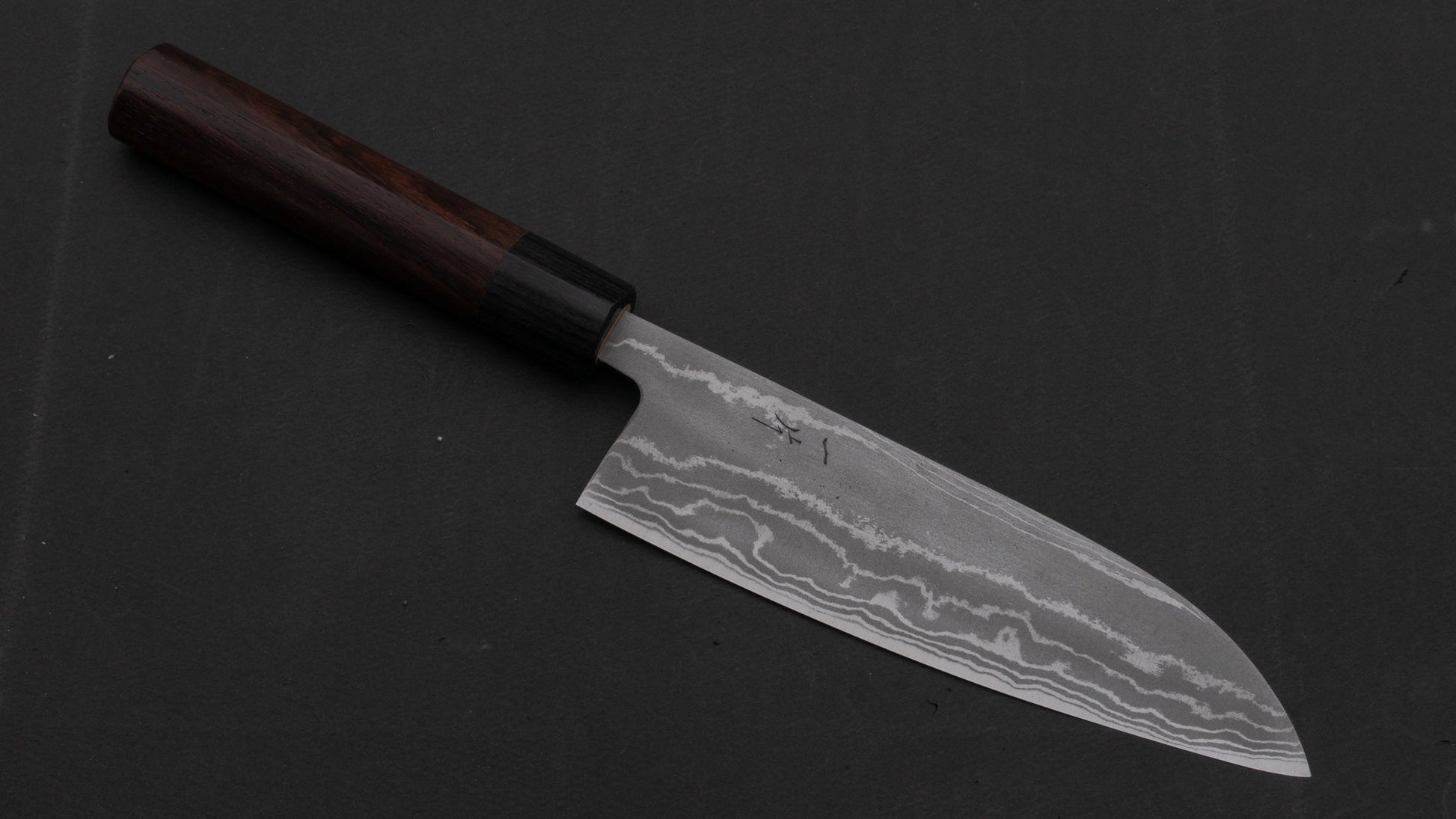 Hitohira GR Blue #2 Damascus Santoku 165mm Rosewood Handle | HITOHIRA