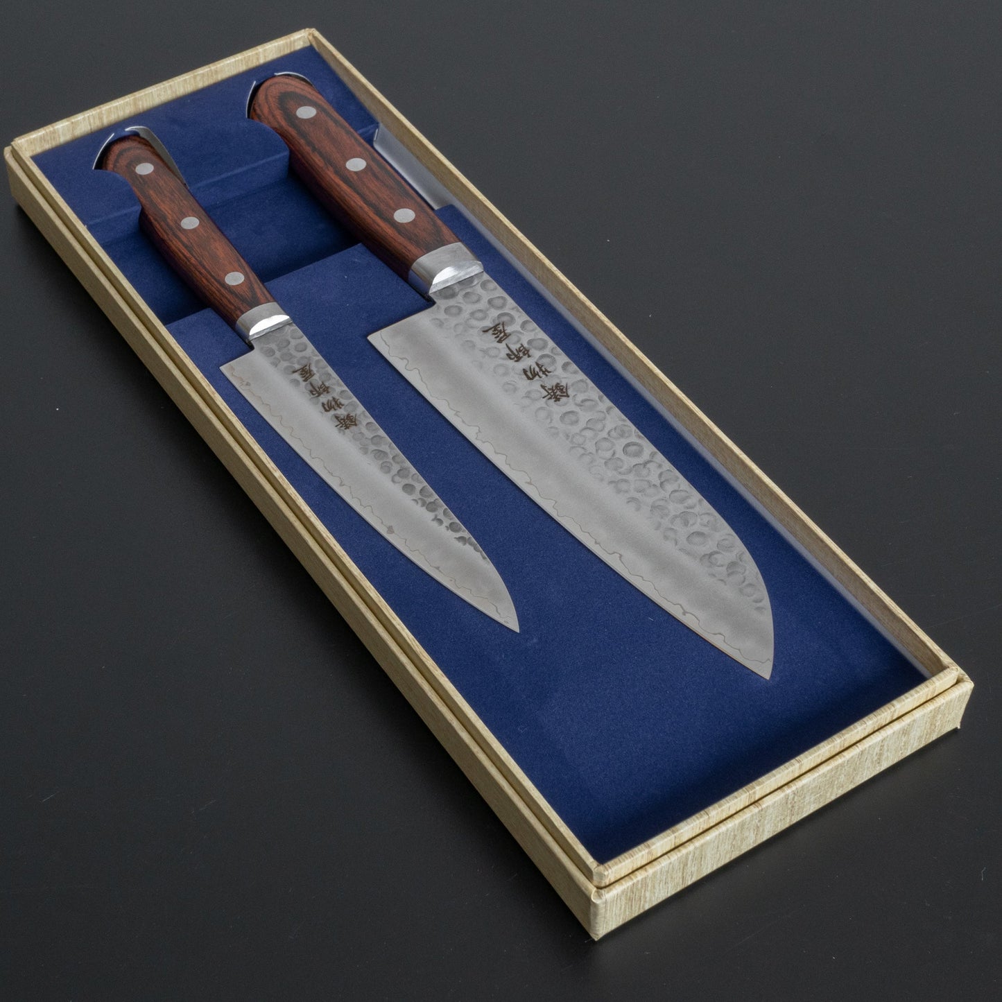 Hitohira Imojiya HG Tsuchime Knife Set (Petty 135mm & Santoku 170mm) - HITOHIRA