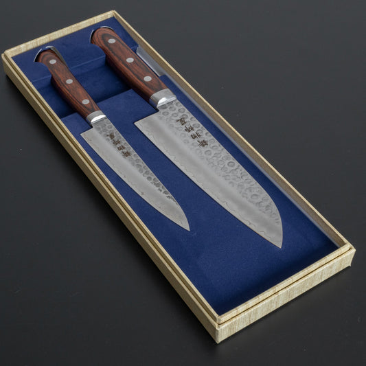 Hitohira Imojiya HG Tsuchime Knife Set (Petty 135mm & Santoku 170mm) - HITOHIRA